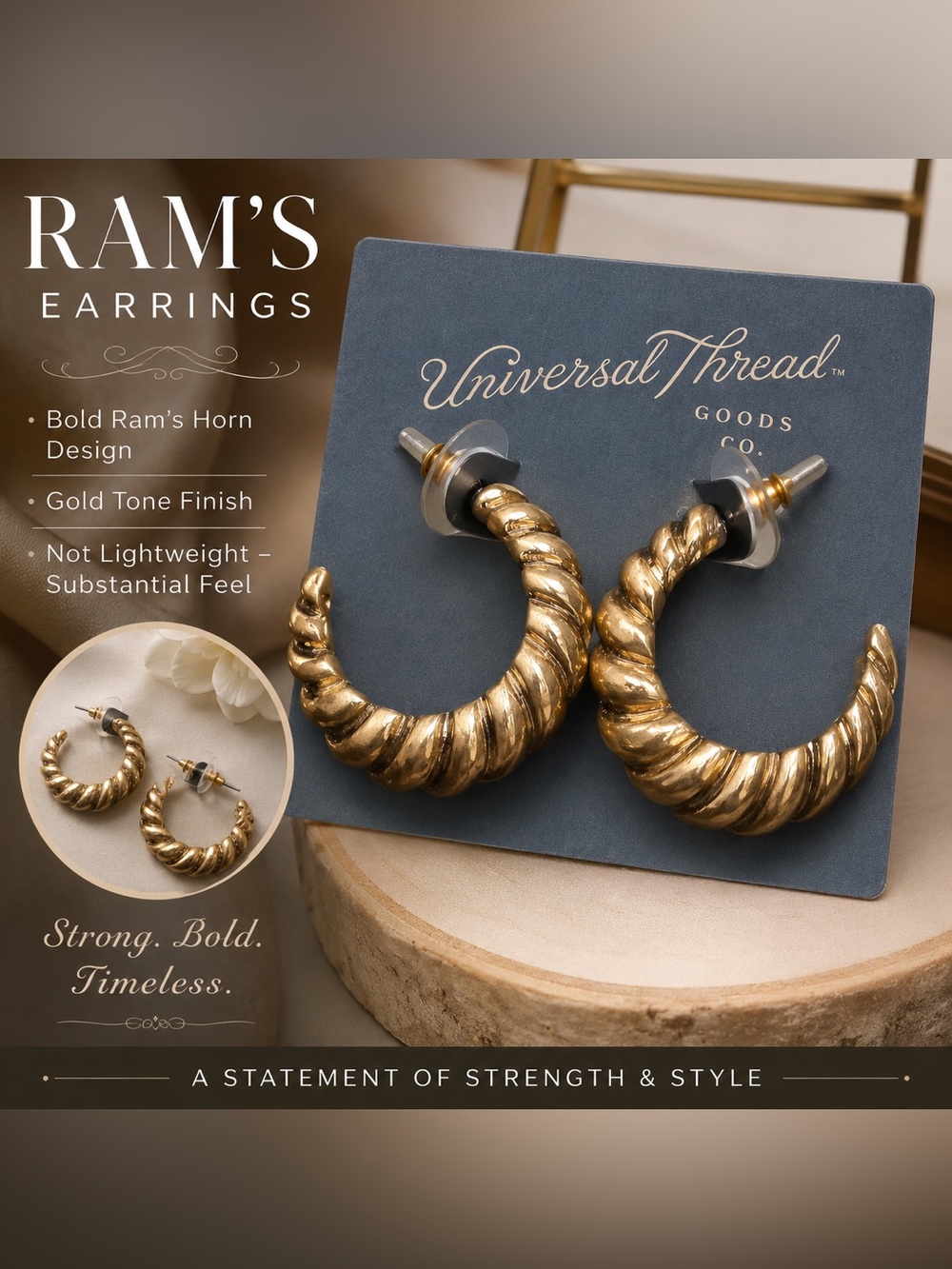 Hoop Earrings in Twisted Gold Design